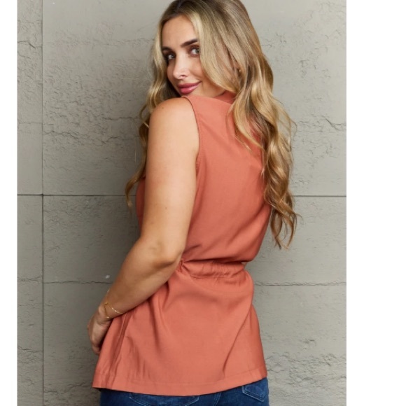 ninexis Black Follow the Light Sleeveles Collar Button Down Top Vest S M 1X 2X - Picture 9 of 9